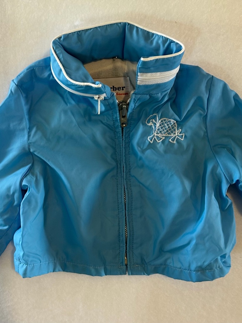 Vintage Gerber Blue Hooded Windbreaker Size 9 Months